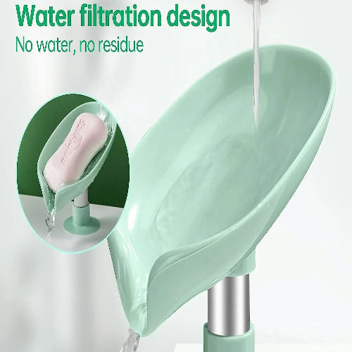 Leaf-Shaped Soap Holder – Drainable bathroom tray for soap storage and easy cleaning.