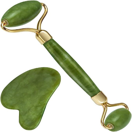 Jade Roller & Gua Sha Set – Facial massager for anti-aging, wrinkle reduction, and skin care.