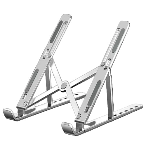 Foldable Laptop Stand – Adjustable aluminum holder with anti-slip grips for ergonomic use.