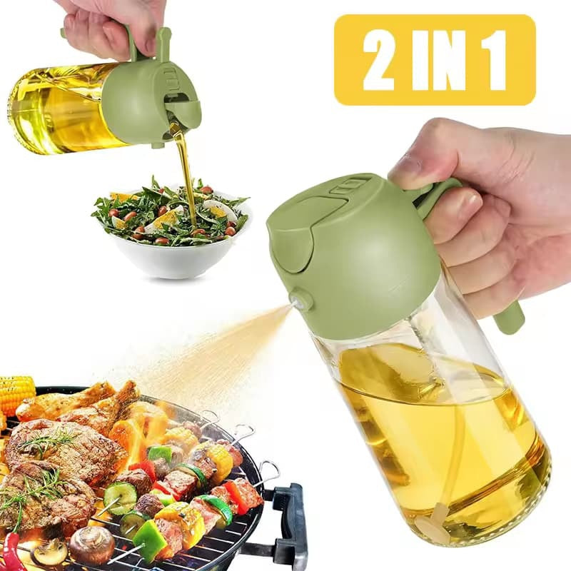 500ml Glass Oil Spray Bottle – Reusable Kitchen Mister for Cooking, Baking & Salads(random color)