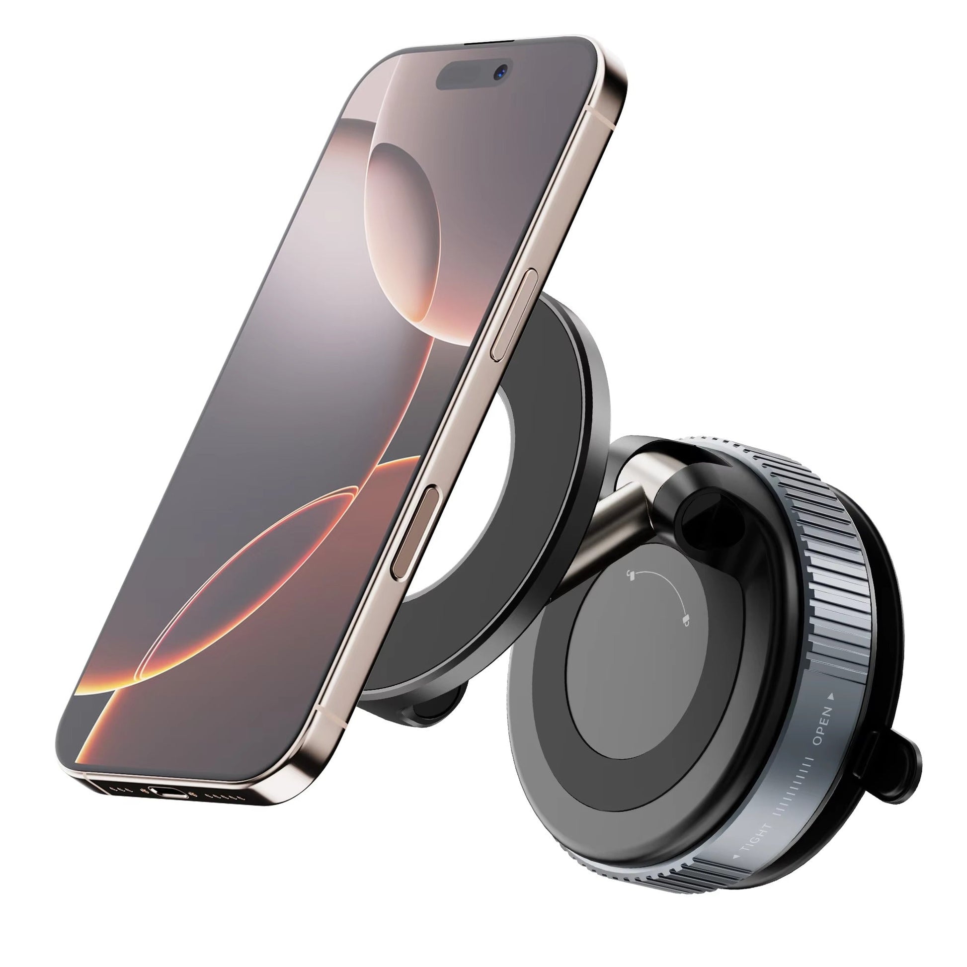 360° Magnetic Car Phone Holder with strong suction base for secure, hands-free driving (sticks to metallic phone casing). GetSet