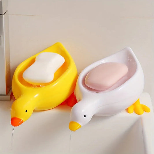 Duck-Shape Portable Soap Holder – Cute Drying Rack & Countertop Organizer for Bathroom/Kitchen GetSet