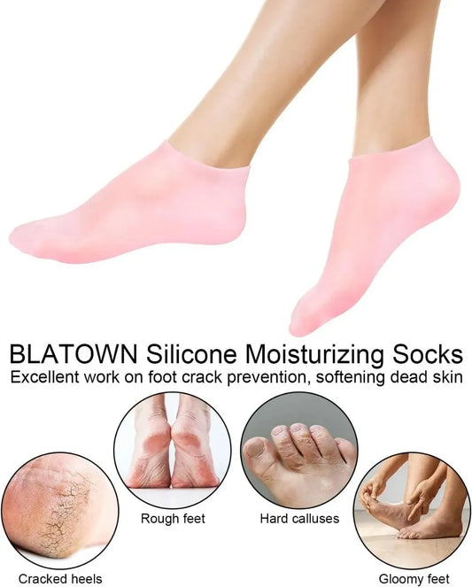 Moisturizing Silicone Gel Socks for Spa Care and Repair of Dry, Cracked Feet