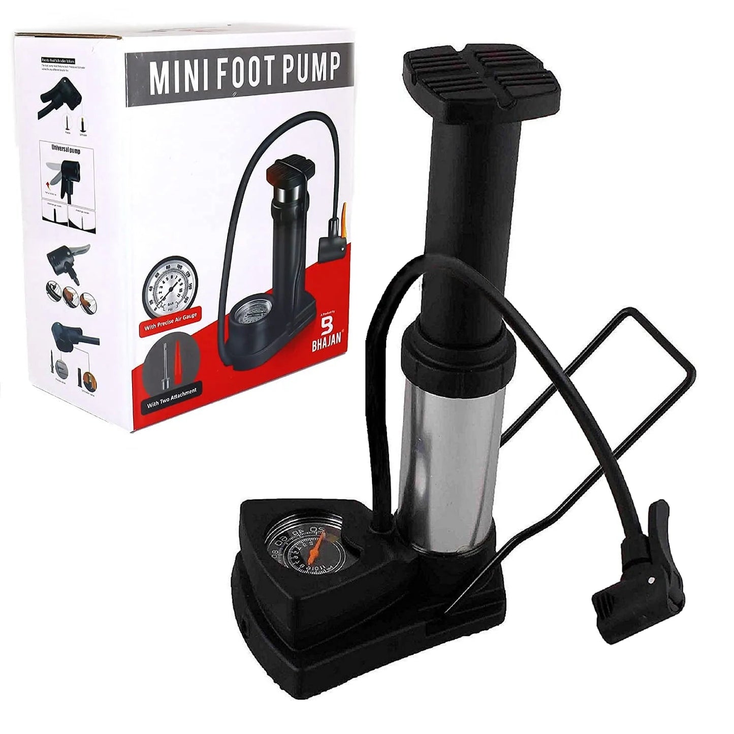 Portable Foot & Hand Air Pump with Gauge – Fast Inflator for Tires, Balls & Inflatables GetSet