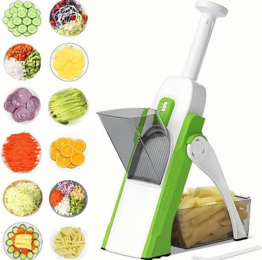 5-in-1 Vegetable & Fruit Slicer | Adjustable Manual Cutter with 40+ Thickness Settings