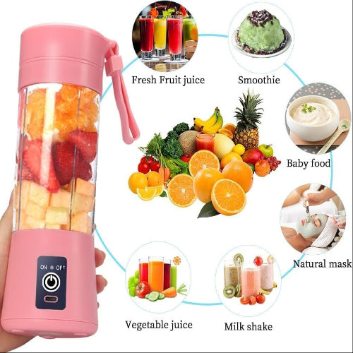 USB Rechargeable Juicer Blender – Portable 6-blade mini blender for smoothies and drinks. (random color)